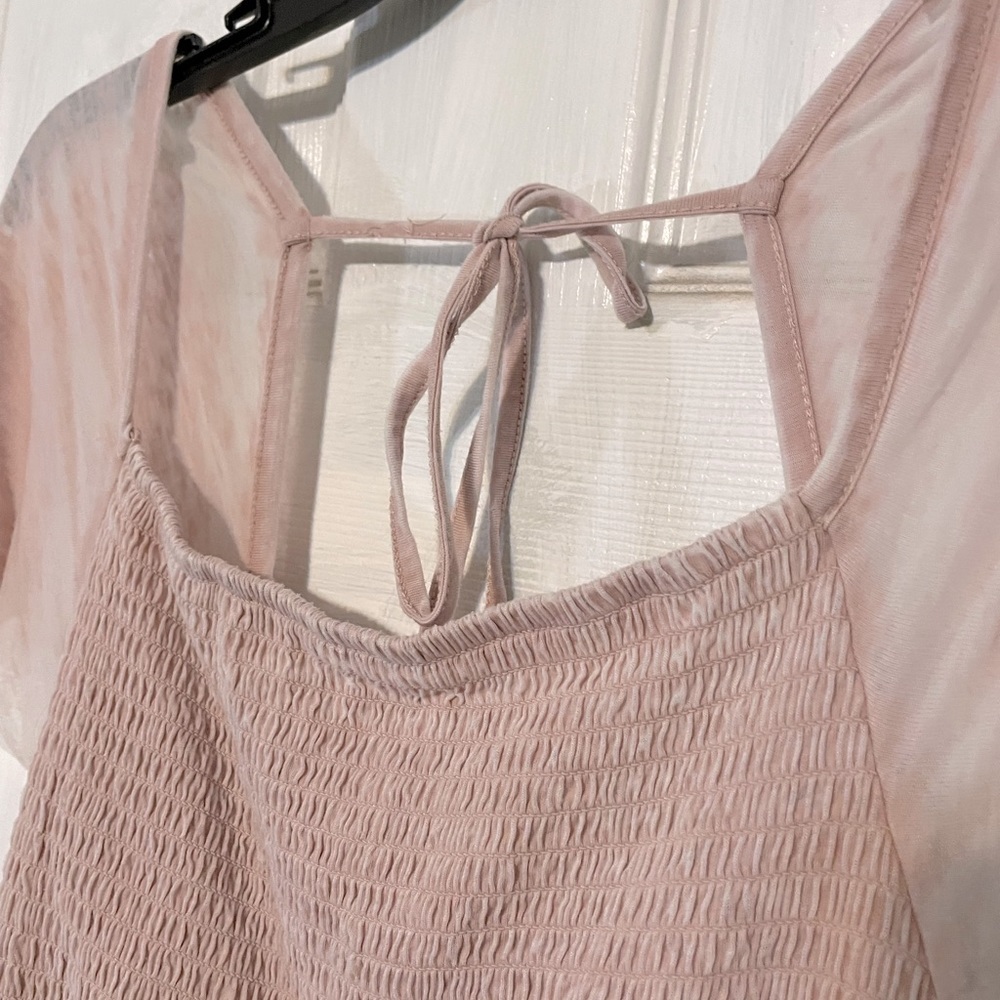 Pink lightweight tie back top